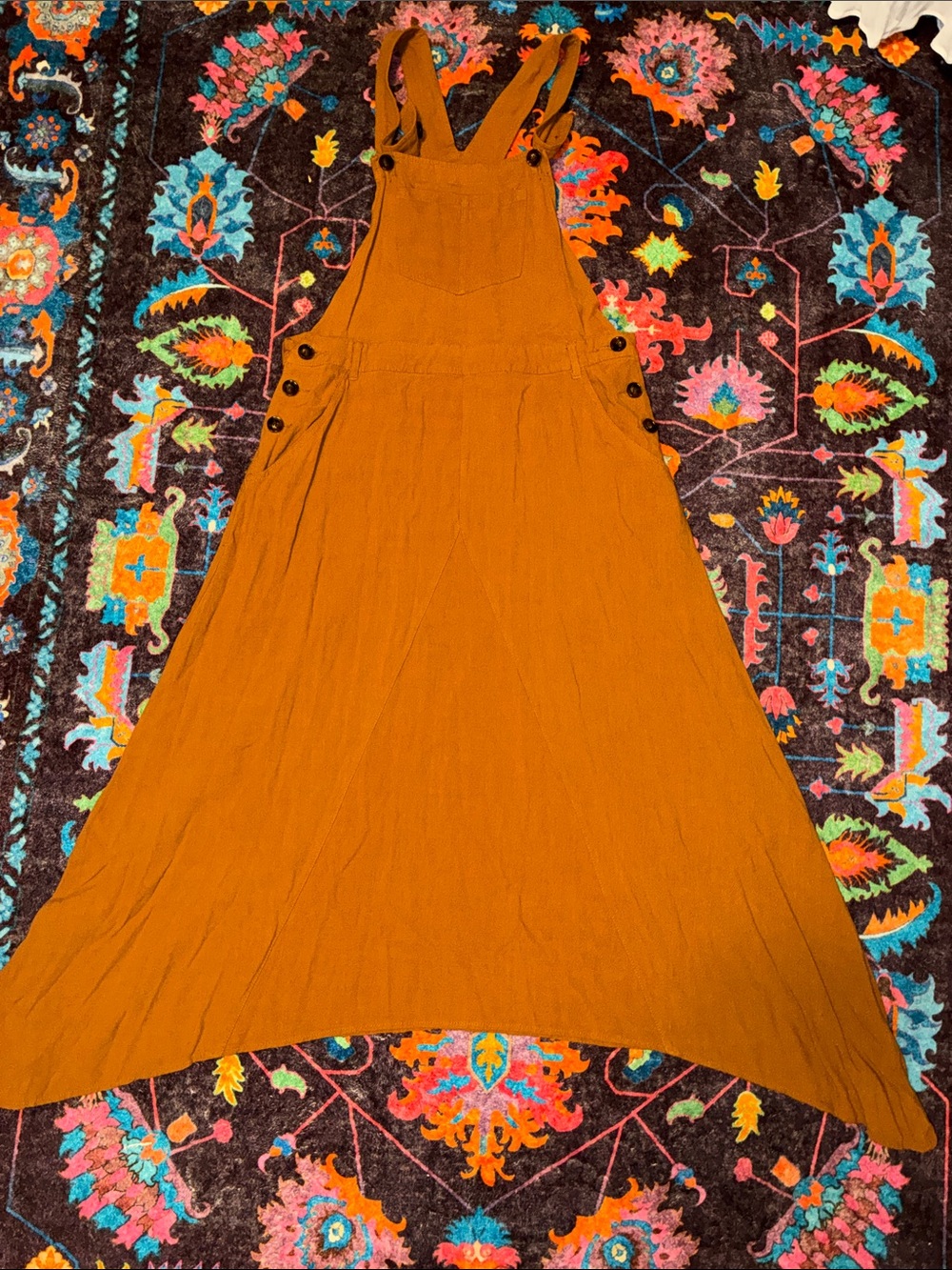 Three Bird Nest Rust Orange Pinafore Midi Dress